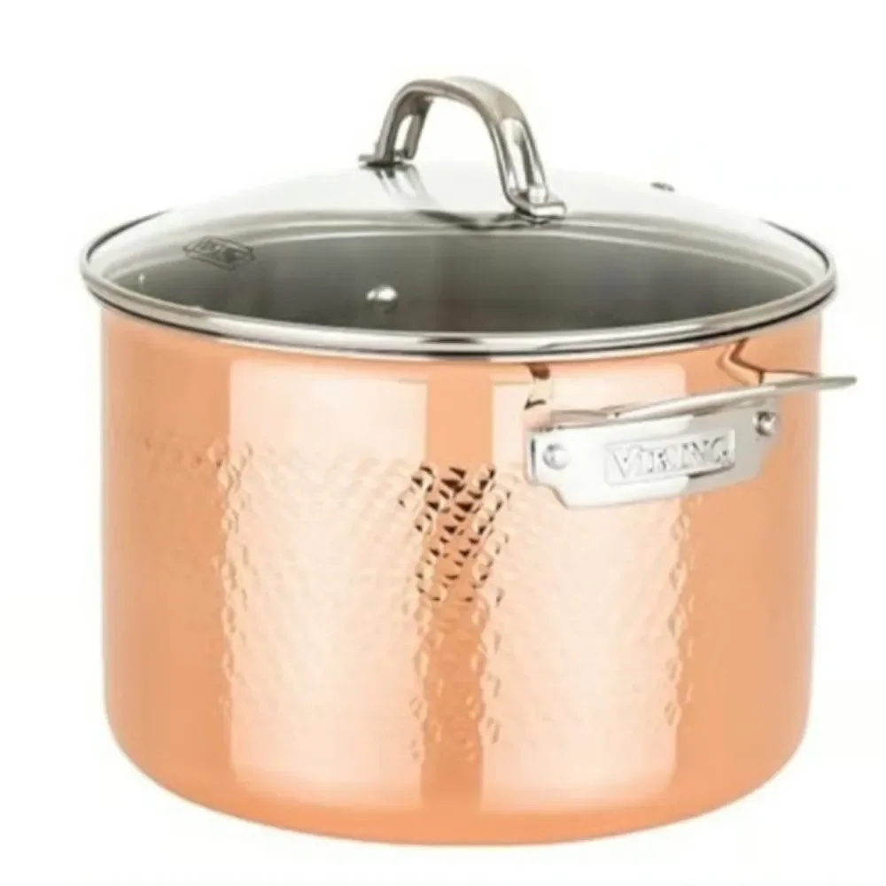 Viking Hammered Copper Clad 3-Ply 8QT Stock Pot w/ Lid